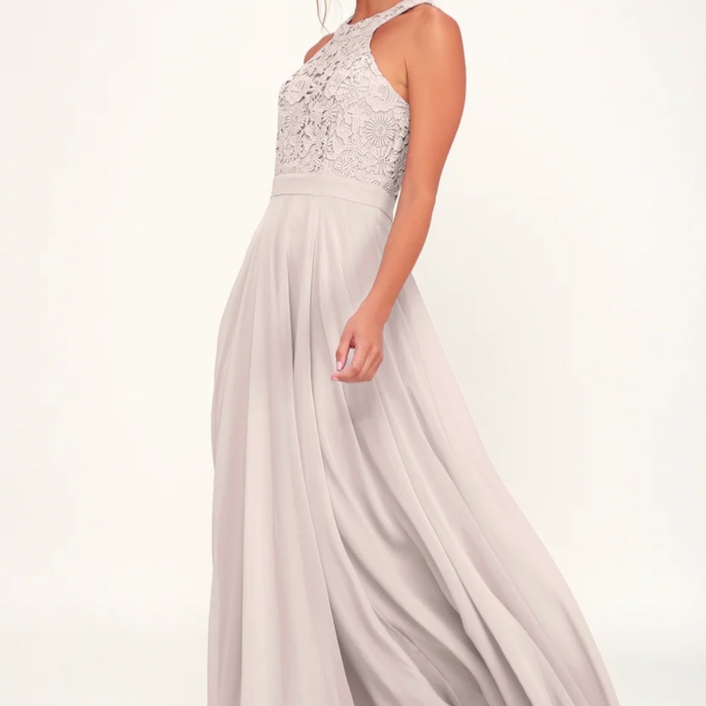 Lulus Picture Perfect Light Grey Maxi